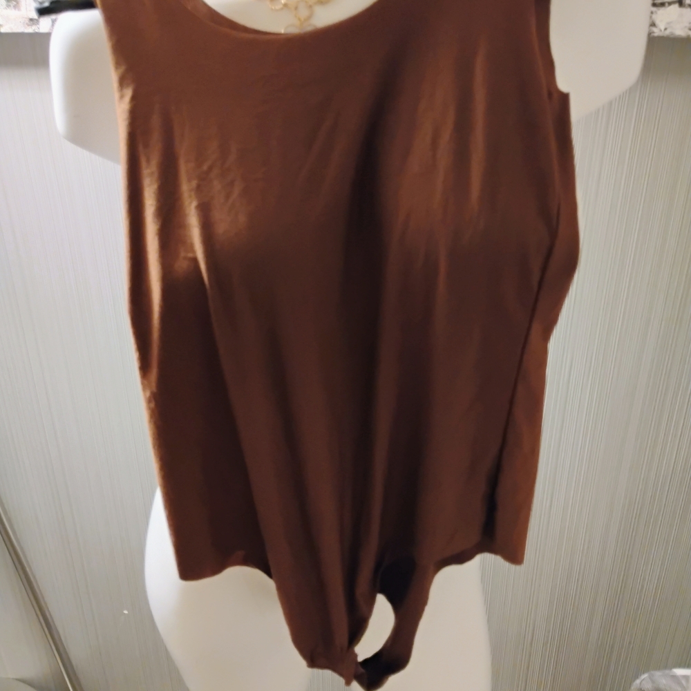 Commando Brown Tie Front Sleeveless Tank Top